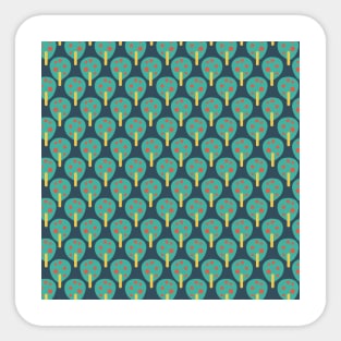 Retro apple trees teal on blue Sticker